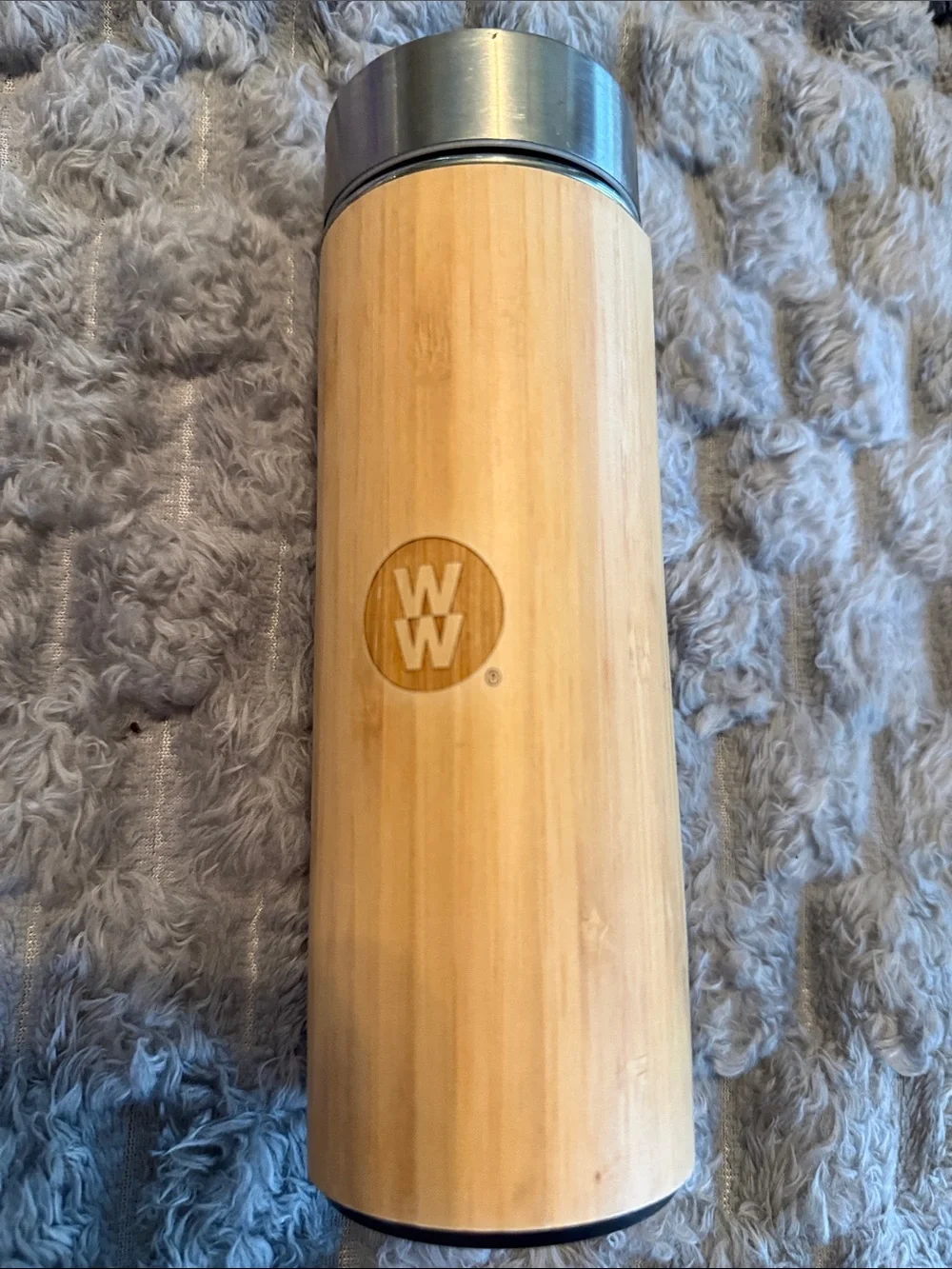Weight Watchers Bamboo Finish Travel Tumbler - Natural Wood & Silver